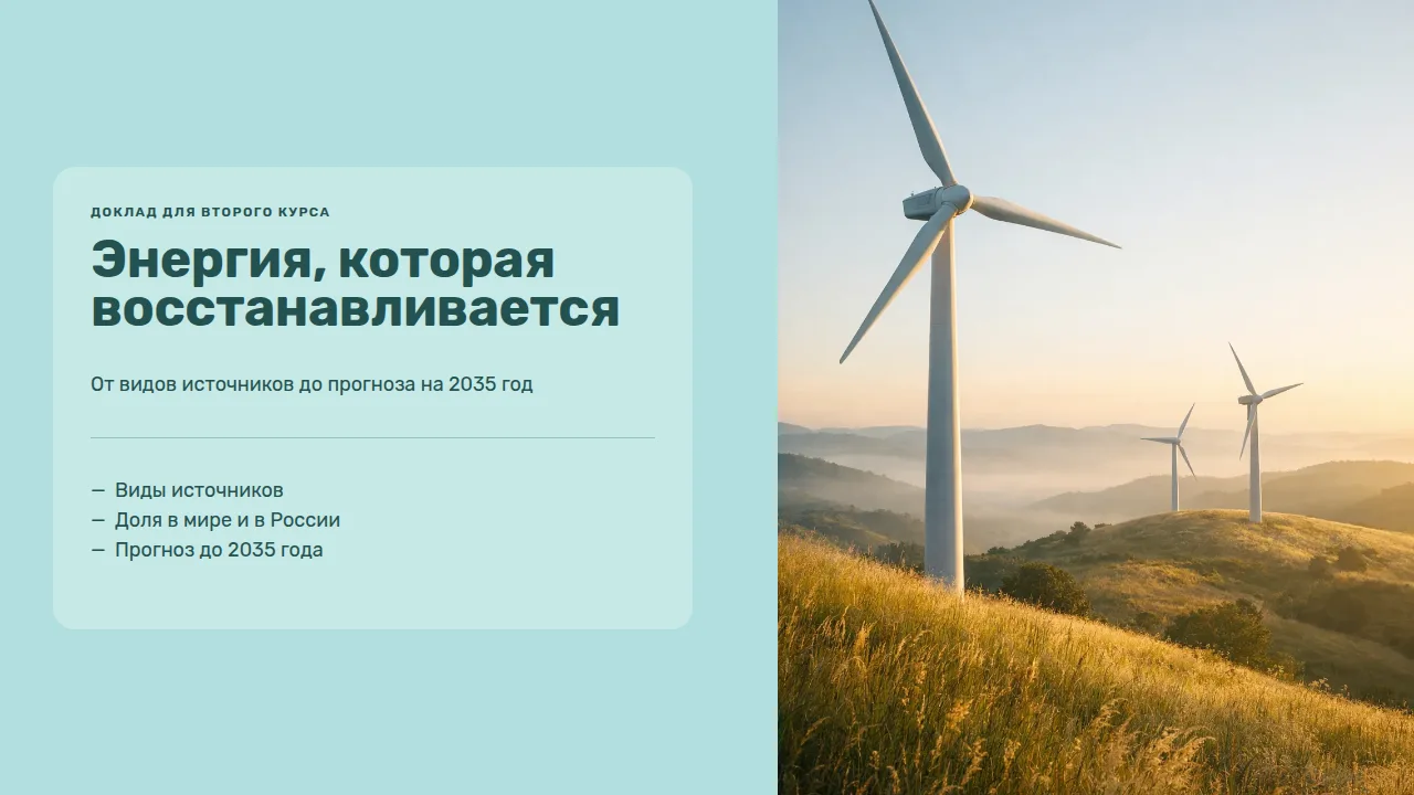 Слайд «Энергия, которая восстанавливается»
