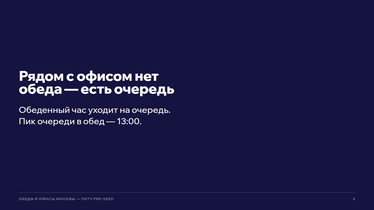 Слайд «Рядом с офисом нет обеда — есть очередь»