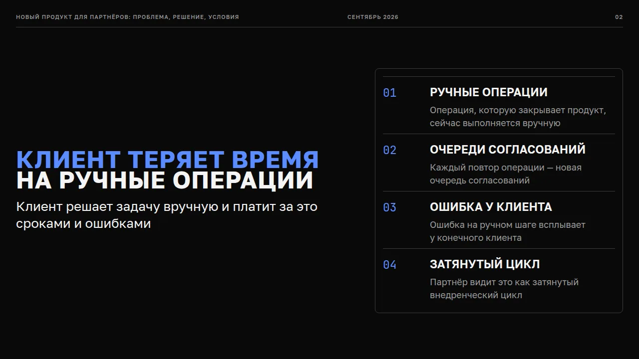 Слайд «Клиент теряет время на ручные операции»