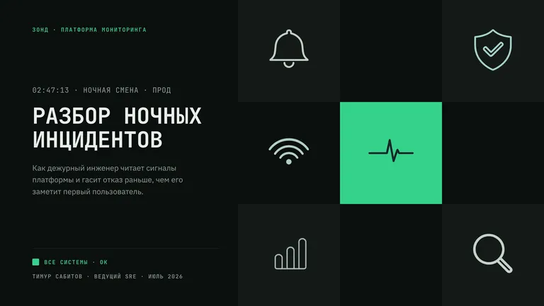 Шаблон презентации для постмортема и отчёта по SLA «Сигнал»: титульный слайд